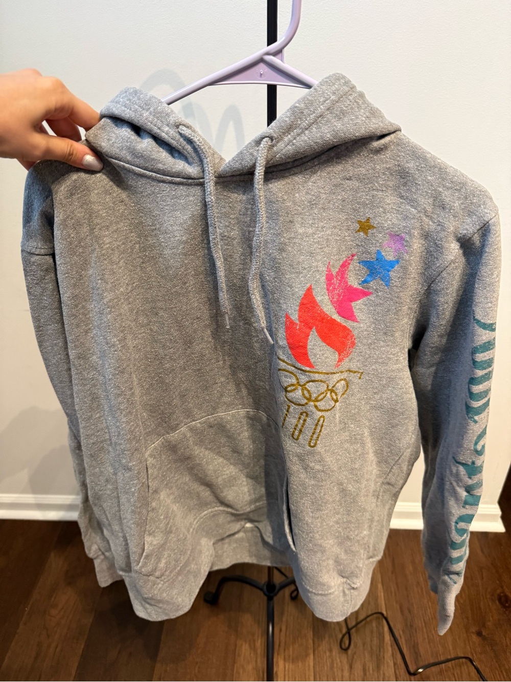 Heritage Gray Pullover Hoodie with Olympic Tag